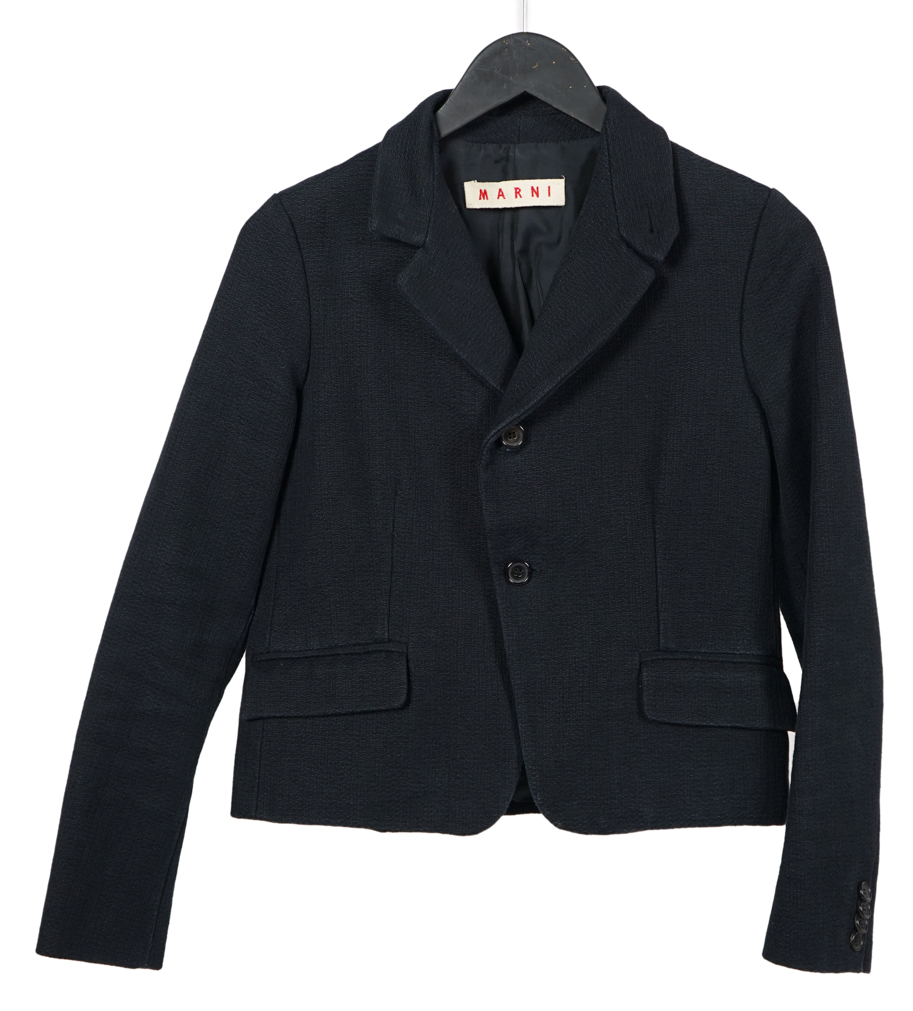 An Marni navy blue textured cotton lady's jacket, IT 36